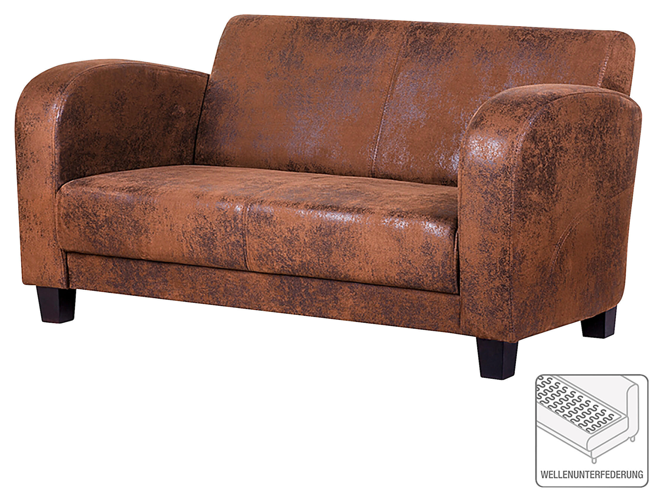 2-SITZER-SOFA in Lederlook Braun - Dunkelbraun/Braun, Design, Textil (152/80/89cm) - Livetastic