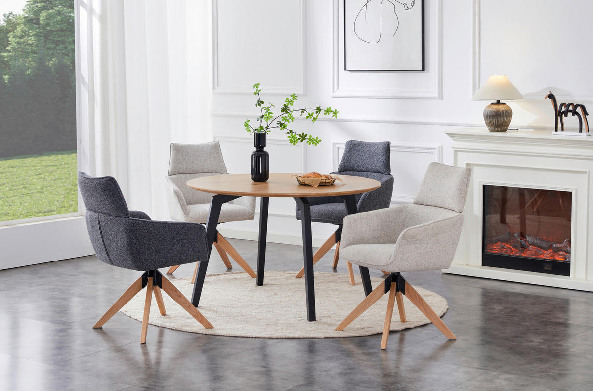 ARMLEHNSTUHL  in Eisen Webstoff  - Beige/Naturfarben, KONVENTIONELL, Holz/Textil (60/94/67cm) - Livetastic