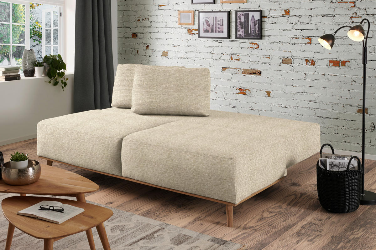 BOXSPRINGSOFA Beige  - Beige, Design, Holz/Textil (203/97/107cm) - Dieter Knoll