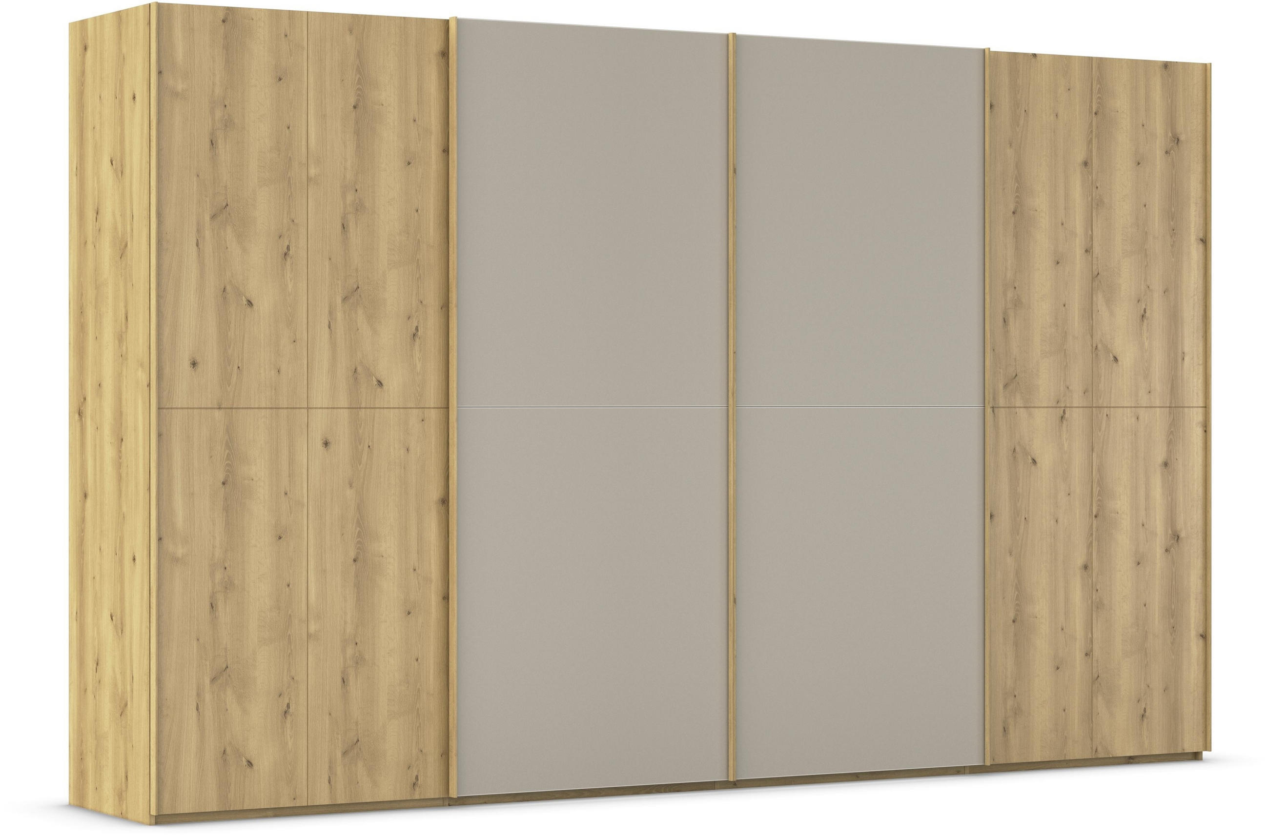 SCHWEBETÜRENSCHRANK 360/223/68 cm 4-türig Eichefarben, Fango  - Fango/Eichefarben, Design, Glas/Holz (360/223/68cm) - Novel
