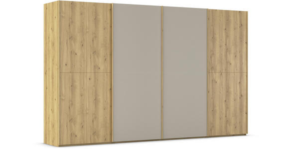 SCHWEBETÜRENSCHRANK 360/223/68 cm 4-türig Eichefarben, Fango  - Fango/Eichefarben, Design, Glas/Holz (360/223/68cm) - Novel