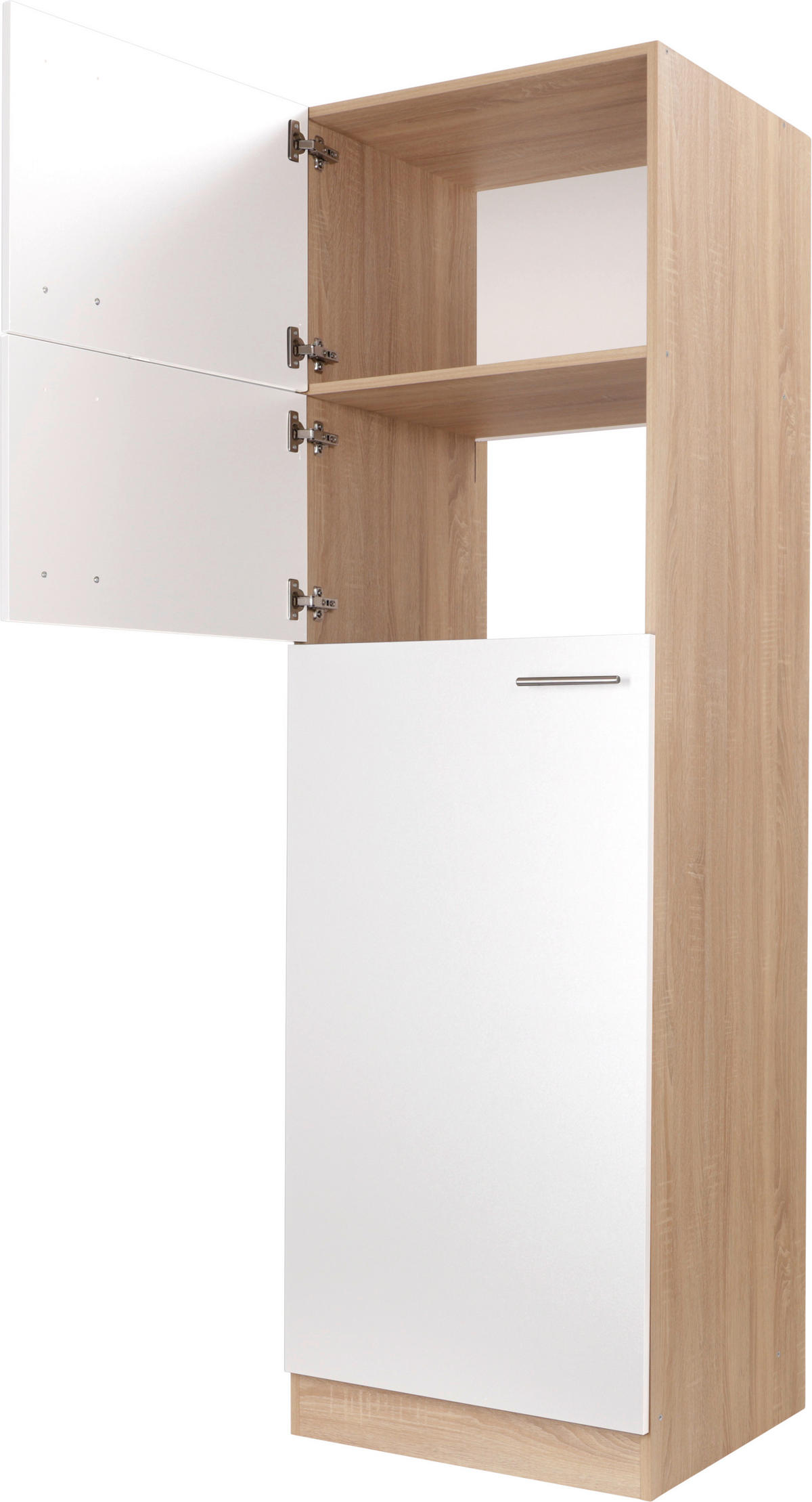 GERÄTEUMBAUSCHRANK 60/200/60 cm  in Weiß, Eichefarben  - Eichefarben/Silberfarben, Basics, Holzwerkstoff/Metall (60/200/60cm) - Respekta