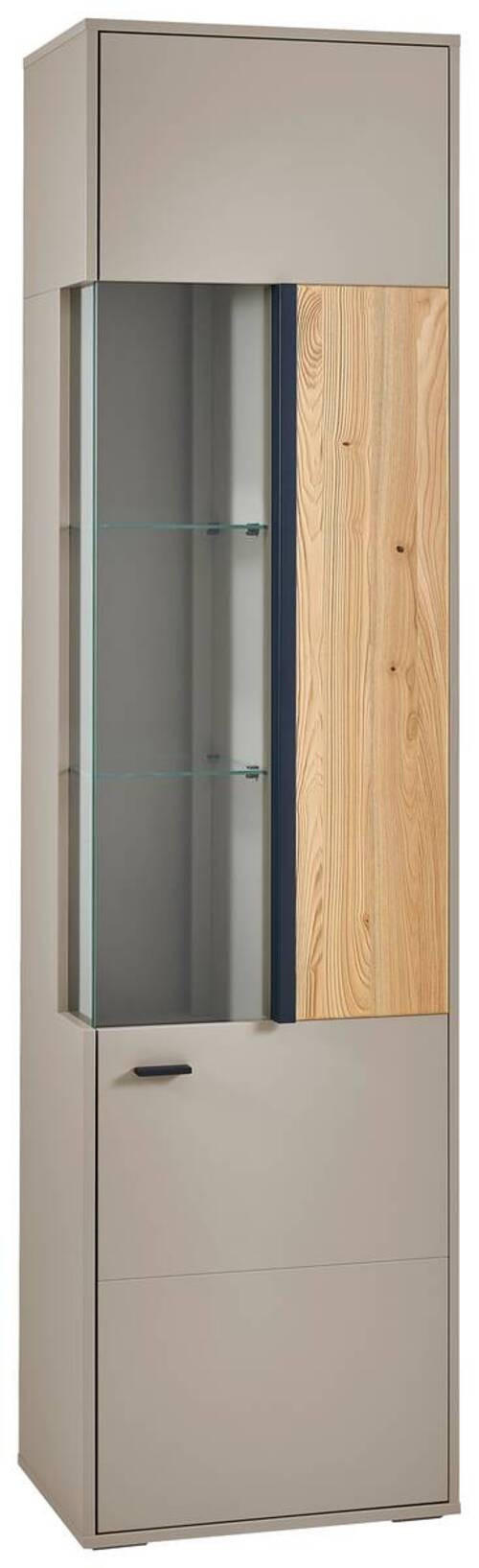 VITRINE in Weiß, Eschefarben  - Anthrazit/Eschefarben, KONVENTIONELL, Glas/Holzwerkstoff (53,5/204/37,4cm) - Hom`in