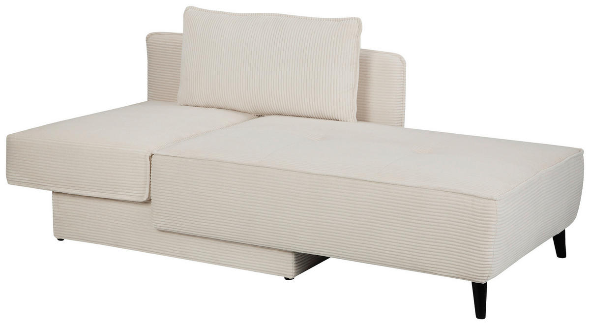 RÉCAMIERE ELIO Creme Cord  inkl. Zierkissen, Rückenkissen  - Creme/Schwarz, Design, Holz/Kunststoff (97/79/150cm) - P & B