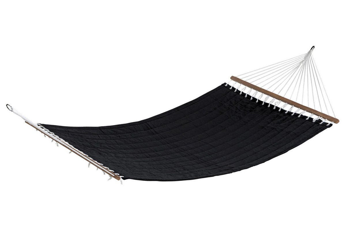 HÄNGEMATTE 200/2/140 cm  - Schwarz, MODERN, Holz/Textil (200/2/140cm) - Gardenson