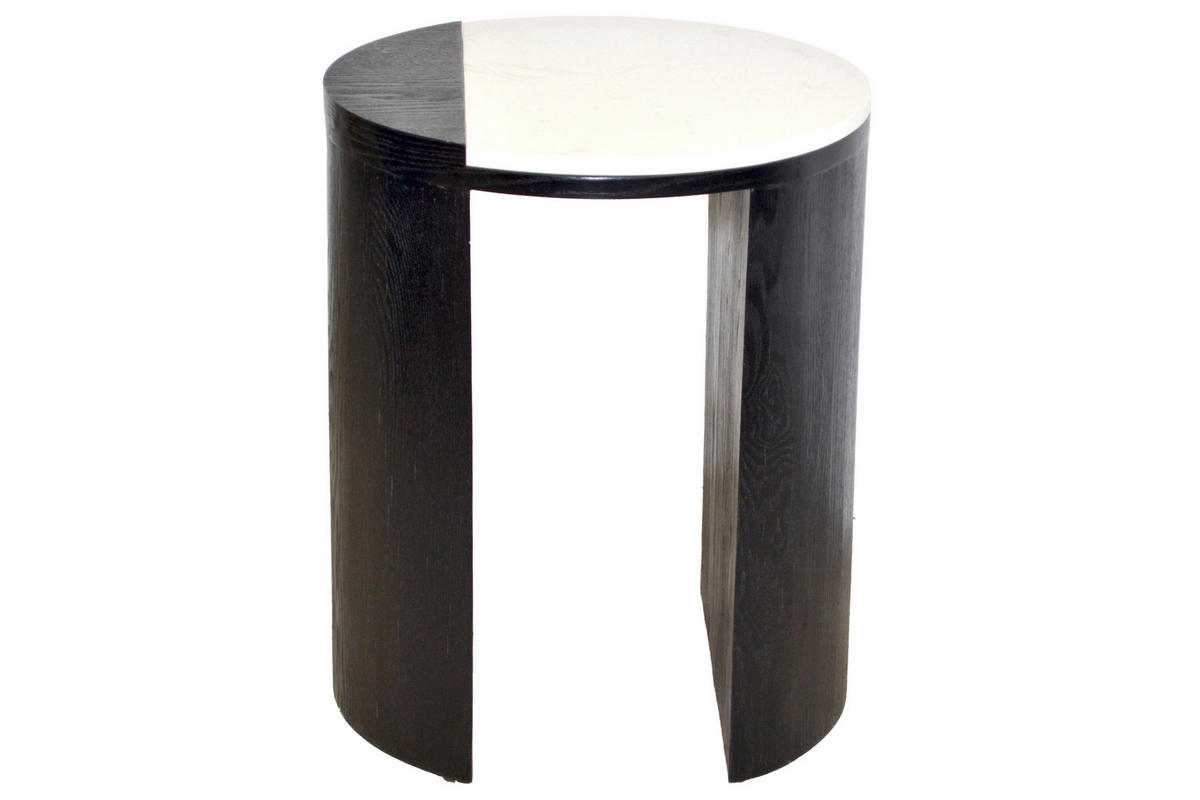 BEISTELLTISCH 40/40/48 cm Schwarz, Weiß rund  - Schwarz/Weiß, Design, Holzwerkstoff/Stein (40/40/48cm) - MID.YOU