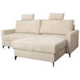 ECKSOFA in Struktur Creme  - Creme/Schwarz, KONVENTIONELL, Textil/Metall (230/164cm) - Carryhome