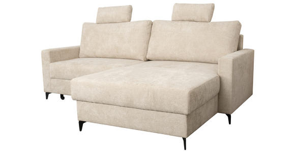 ECKSOFA in Struktur Creme  - Creme/Schwarz, KONVENTIONELL, Textil/Metall (230/164cm) - Carryhome