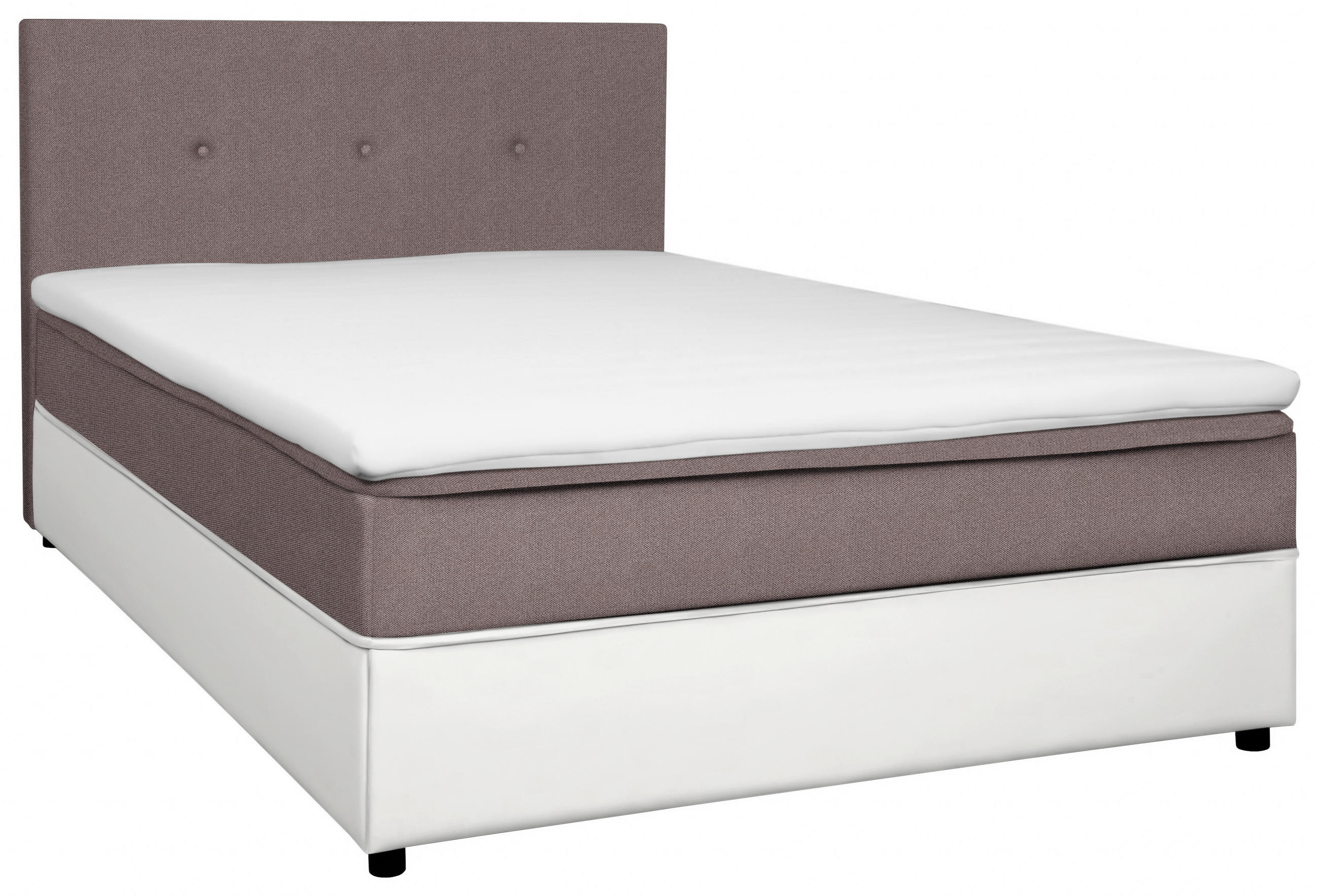 BOX-ÁGY 120/200 cm  fehér, világosbarna  - fekete/fehér, Konventionell, textil/fa (120/200cm) - Carryhome