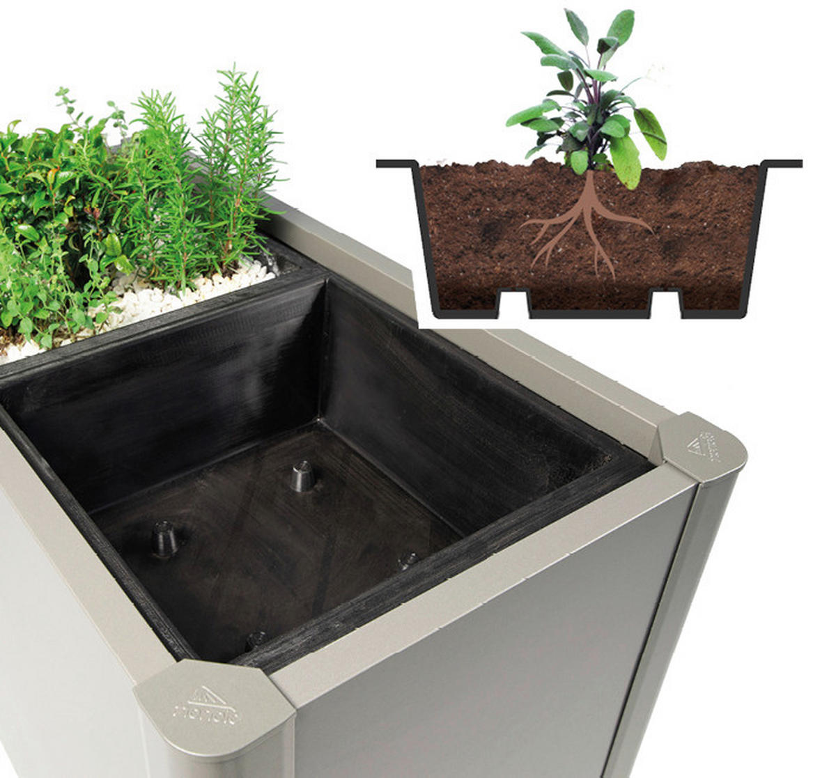 PFLANZEINSATZ-3ER SET - Schwarz, Basics, Kunststoff (50/18/50cm) - Biohort