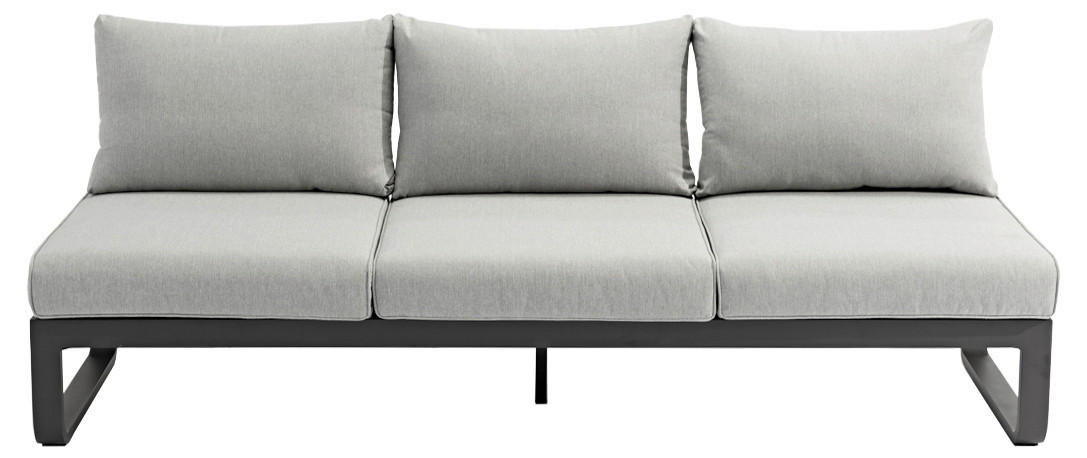 3-SITZER-SOFA Flachgewebe Graphitfarben, Hellgrau  - Hellgrau/Graphitfarben, Design, Textil/Metall (207/82/72cm) - Zebra 