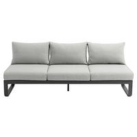 3-SITZER-SOFA in Flachgewebe Graphitfarben, Hellgrau  - Hellgrau/Graphitfarben, Design, Textil/Metall (207/82/72cm) - Zebra 