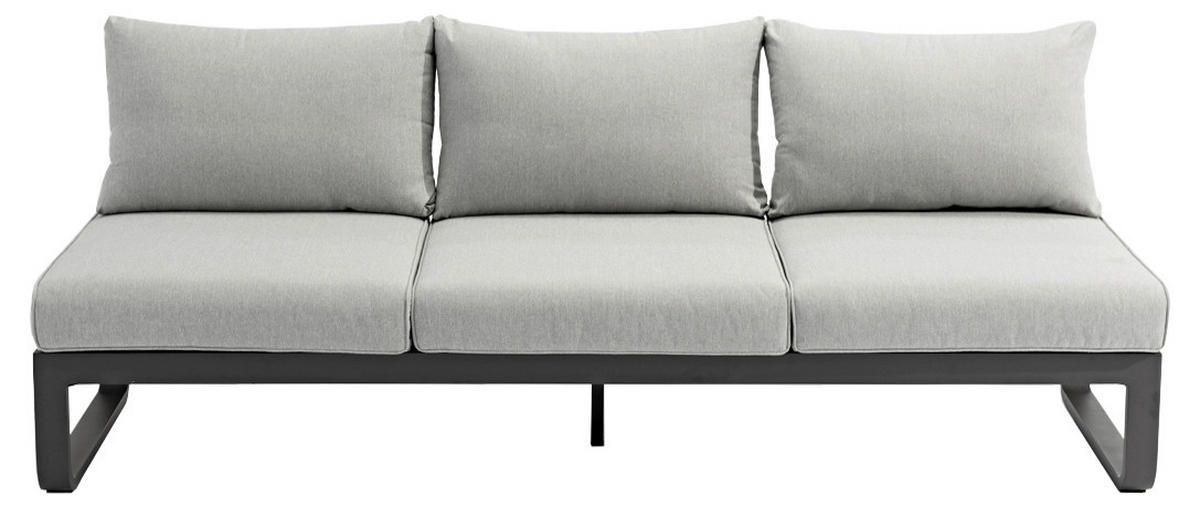 3-SITZER-SOFA in Flachgewebe Graphitfarben, Hellgrau  - Hellgrau/Graphitfarben, Design, Textil/Metall (207/82/72cm) - Zebra 