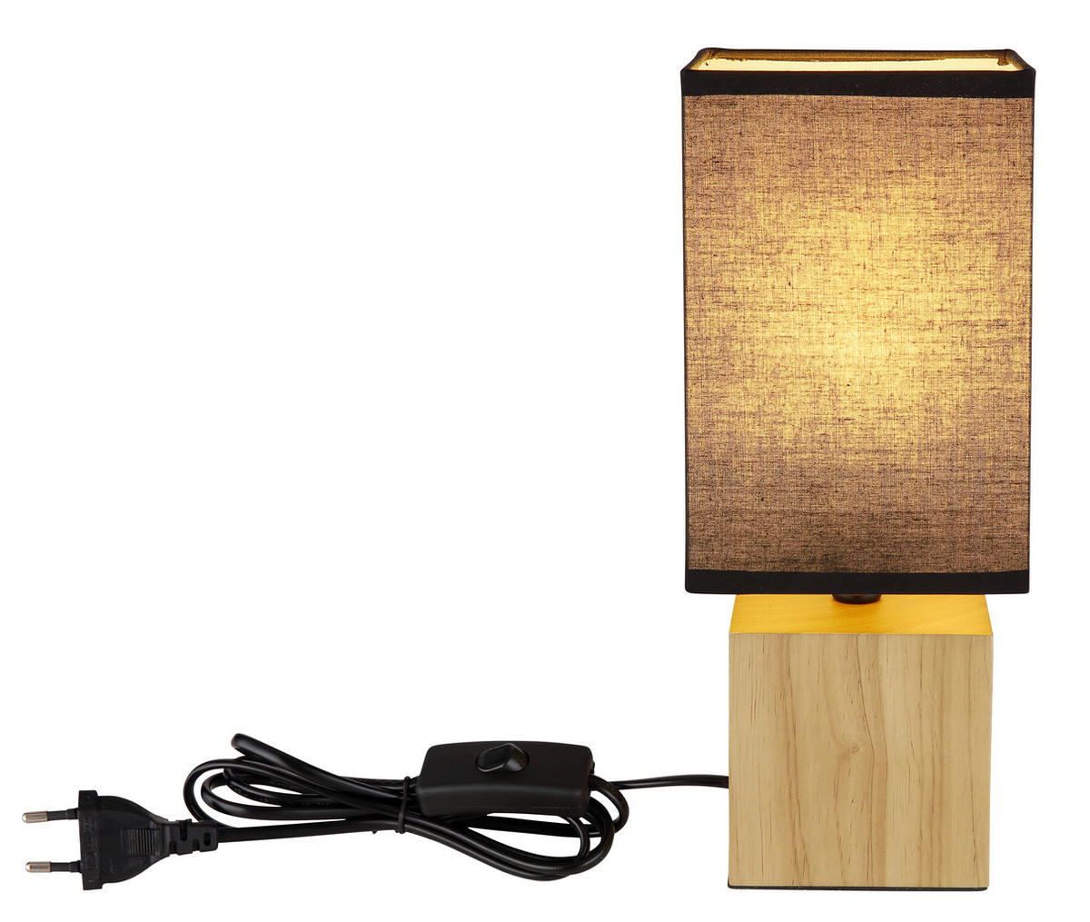 TISCHLEUCHTE 12/12/30 cm   - Schwarz/Naturfarben, Design, Holz/Kunststoff (12/12/30cm) - Novel