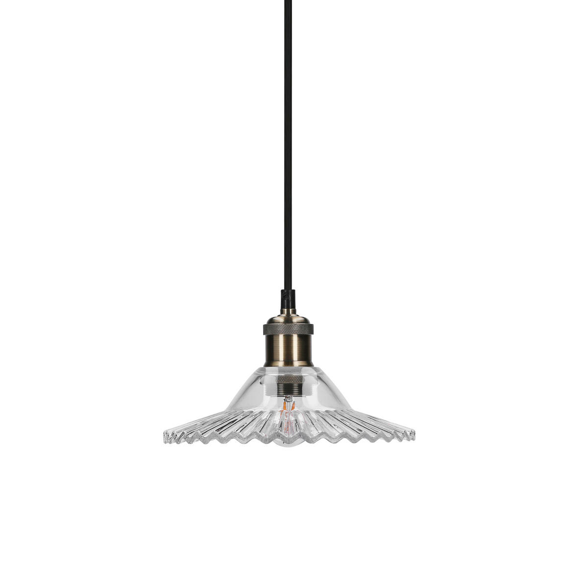 PENDELLEUCHTE 21.5/21.5/90 cm  - Schwarz, KONVENTIONELL, Glas/Metall (21.5/21.5/90cm)