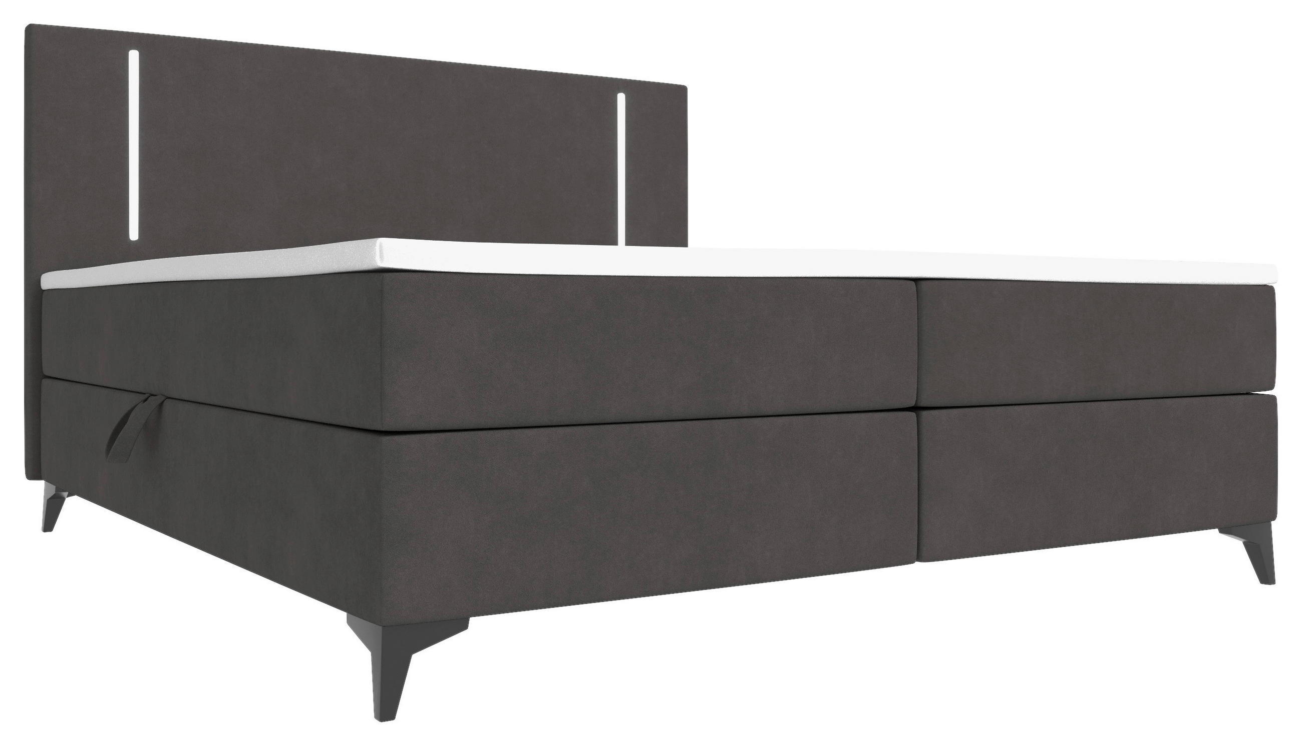 BOXBETT 160/200 cm  in Dunkelgrau  - Dunkelgrau/Schwarz, KONVENTIONELL, Textil/Metall (160/200cm) - Modante