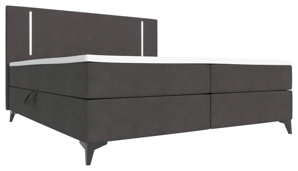 BOXBETT 160/200 cm  in Dunkelgrau  - Dunkelgrau/Schwarz, KONVENTIONELL, Textil/Metall (160/200cm) - Modante