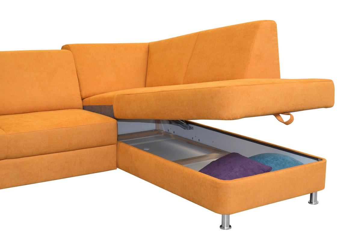 ECKSOFA Gelb Chenille  - Chromfarben/Gelb, Design, Kunststoff/Textil (248/198cm) - Xora