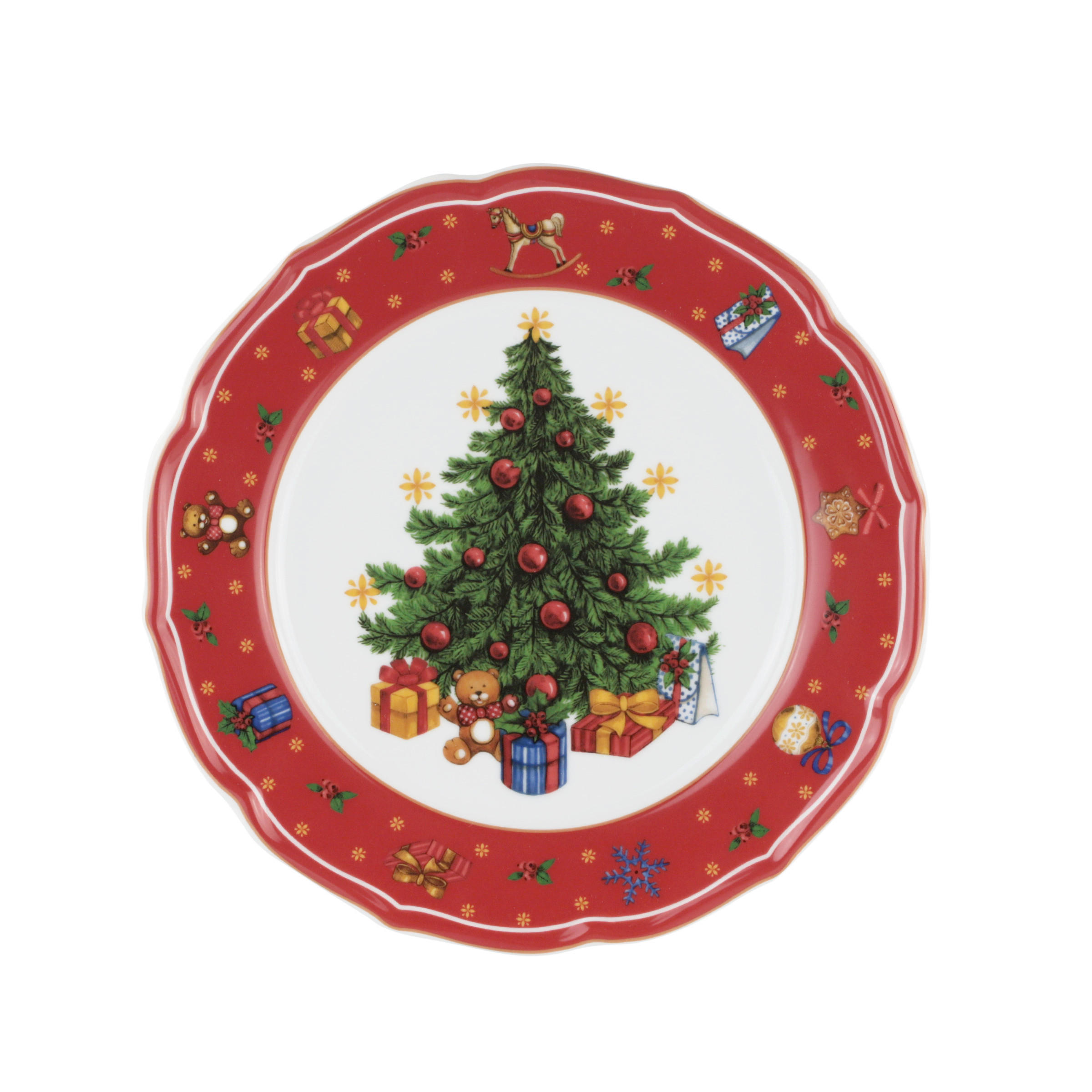 ASSIETT  22 cm   - vit/röd, Klassisk, keramik (22cm) - X-Mas