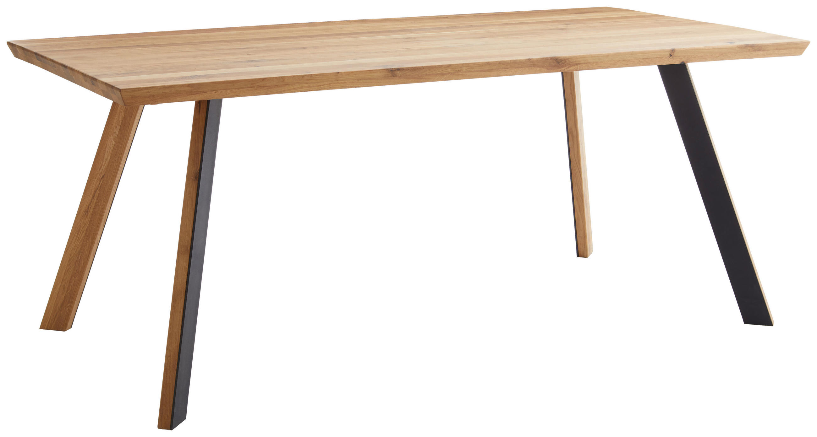 ESSTISCH 180/90/75 cm Echtholz  Holz rechteckig Eichefarben  - Eichefarben/Schwarz, Design, Holz/Metall (180/90/75cm) - Linea Natura