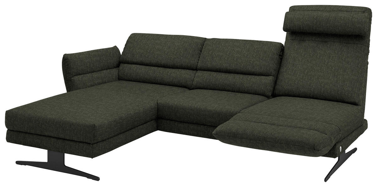 ECKSOFA  in Flachgewebe Dunkelgrün  176-217/279-327 cm  - Dunkelgrün/Schwarz, Design, Textil/Metall (176-217/279-327cm) - Dieter Knoll