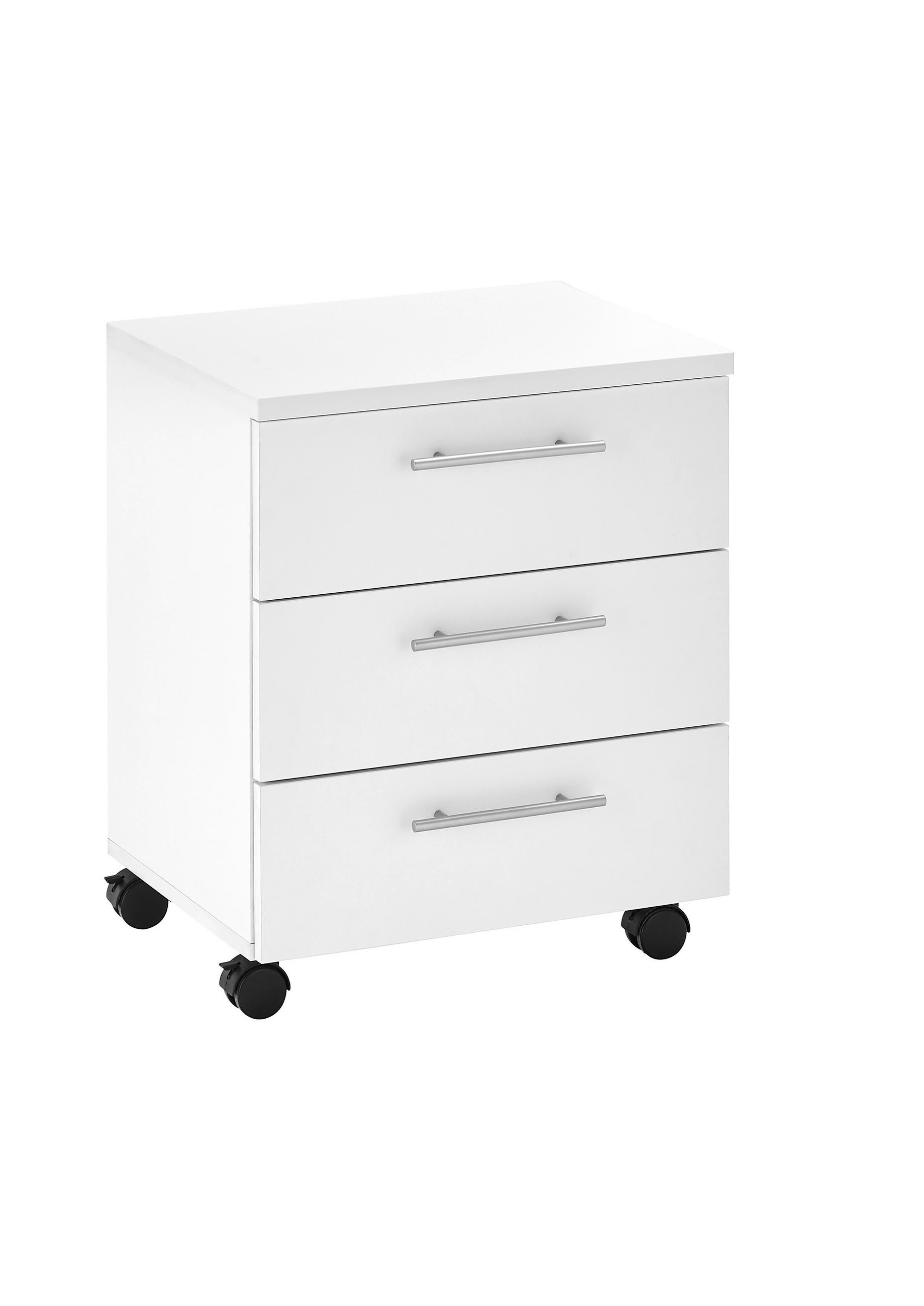 ROLLCONTAINER Weiß  - Silberfarben/Weiß, MODERN, Holzwerkstoff/Kunststoff (40/56/39cm) - Carryhome