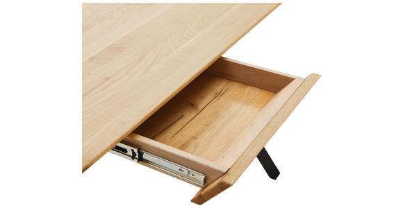 SCHREIBTISCH 120/65/76 cm  in Schwarz, Eichefarben  - Eichefarben/Schwarz, Natur, Holz/Metall (120/65/76cm) - Linea Natura