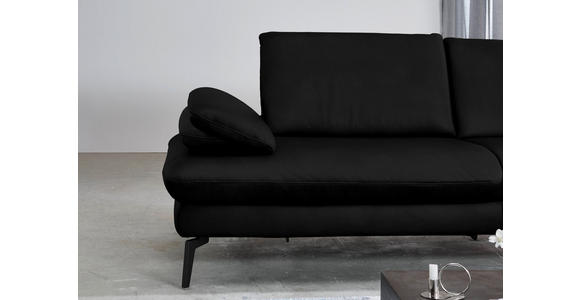 ECKSOFA in Echtleder Schwarz  - Schwarz, Design, Leder/Metall (325/157cm) - Dieter Knoll