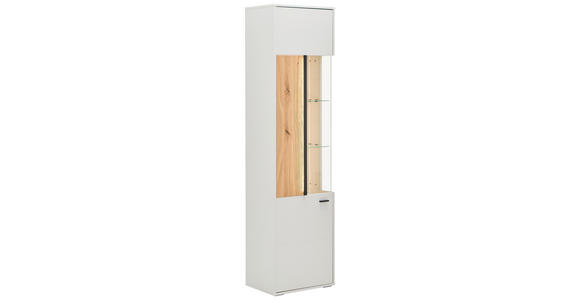 VITRINE in massiv Esche Eschefarben, Hellgrau - Eschefarben/Anthrazit, KONVENTIONELL, Glas/Holz (53,5/204/37,4cm) - Hom`in