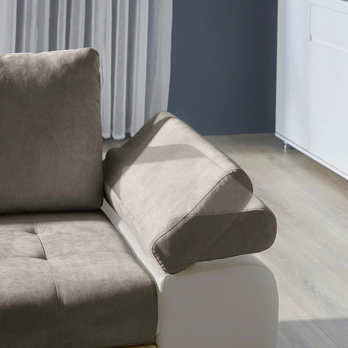 ECKSOFA in Flachgewebe Weiß, Hellbraun  175/271 cm  - Hellbraun/Weiß, Design, Kunststoff/Textil (175/271cm) - Xora