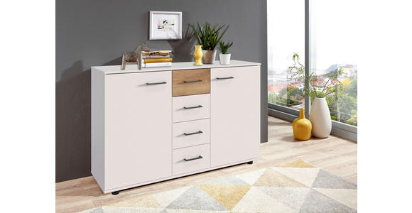 KOMMODE in 130/83/41 cm - Plankeneiche/Schwarz, KONVENTIONELL, Holzwerkstoff/Kunststoff (130/83/41cm) - Carryhome