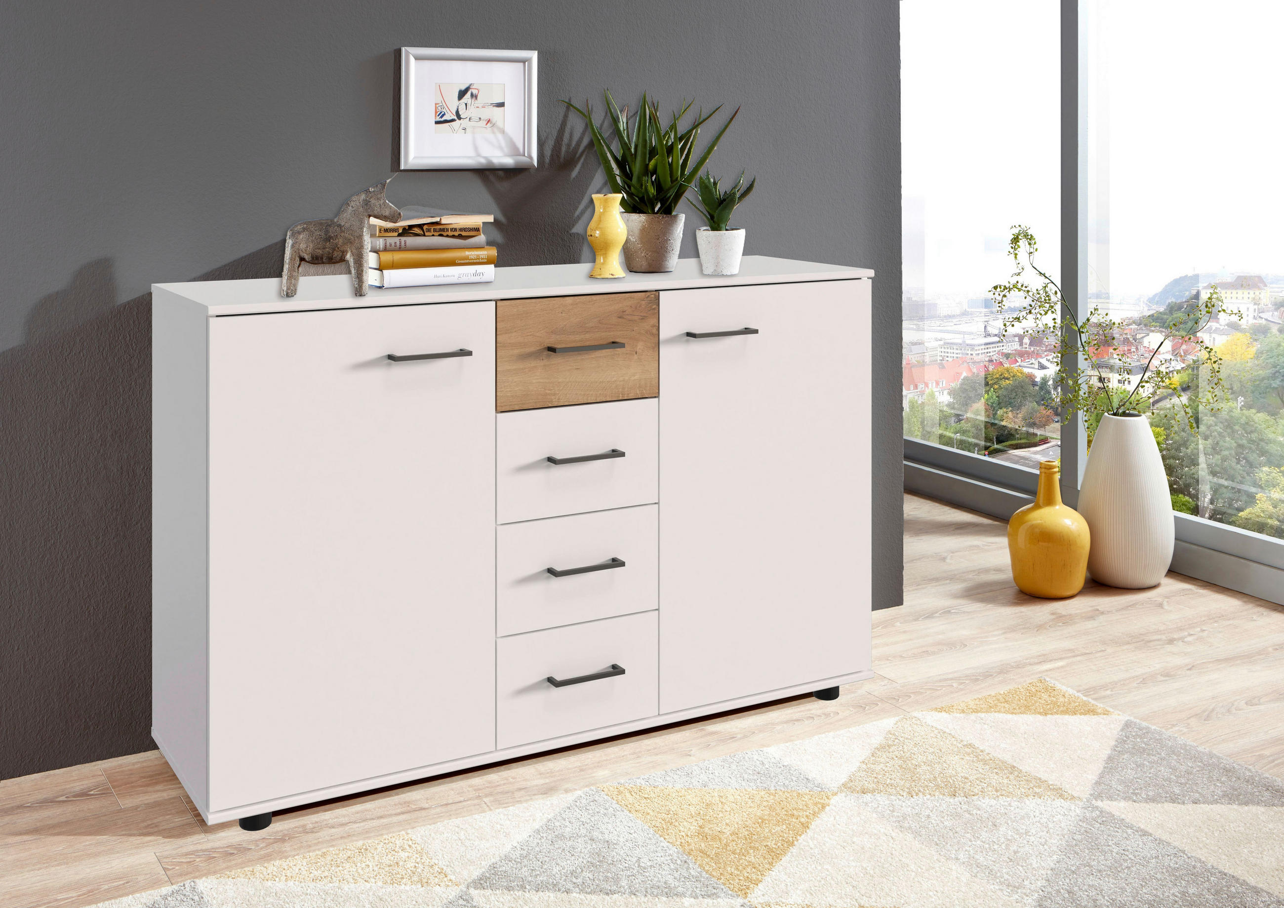 KOMMODE 130/83/41 cm  in Weiss, Plankeneiche  - Weiss/Plankeneiche, Konventionell, Holzwerkstoff/Kunststoff (130/83/41cm) - Carryhome