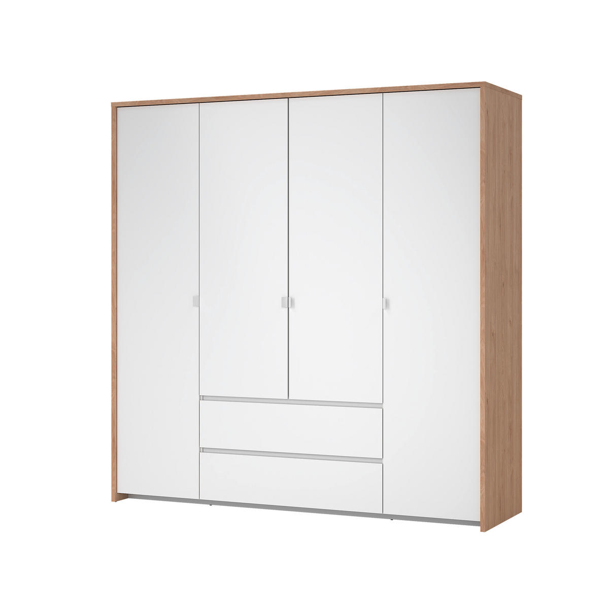 DREHTÜRENSCHRANK 197/202/58 cm 4-türig Eichefarben, Weiß  - Eichefarben/Weiß, KONVENTIONELL, Holzwerkstoff/Metall (197/202/58cm) - Boxxx