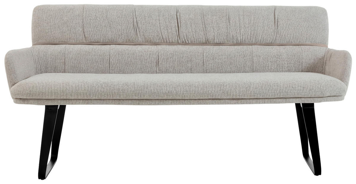SITZBANK 180/86/68 cm Mikrofaser Naturfarben  - Schwarz/Naturfarben, Design, Textil/Metall (180/86/68cm) - Valdera