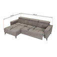 ECKSOFA Taupe Cord Rücken echt, Kopfteilverstellung, Sitzvorzug  - Taupe/Schwarz, KONVENTIONELL, Textil/Metall (257/170cm) - Carryhome