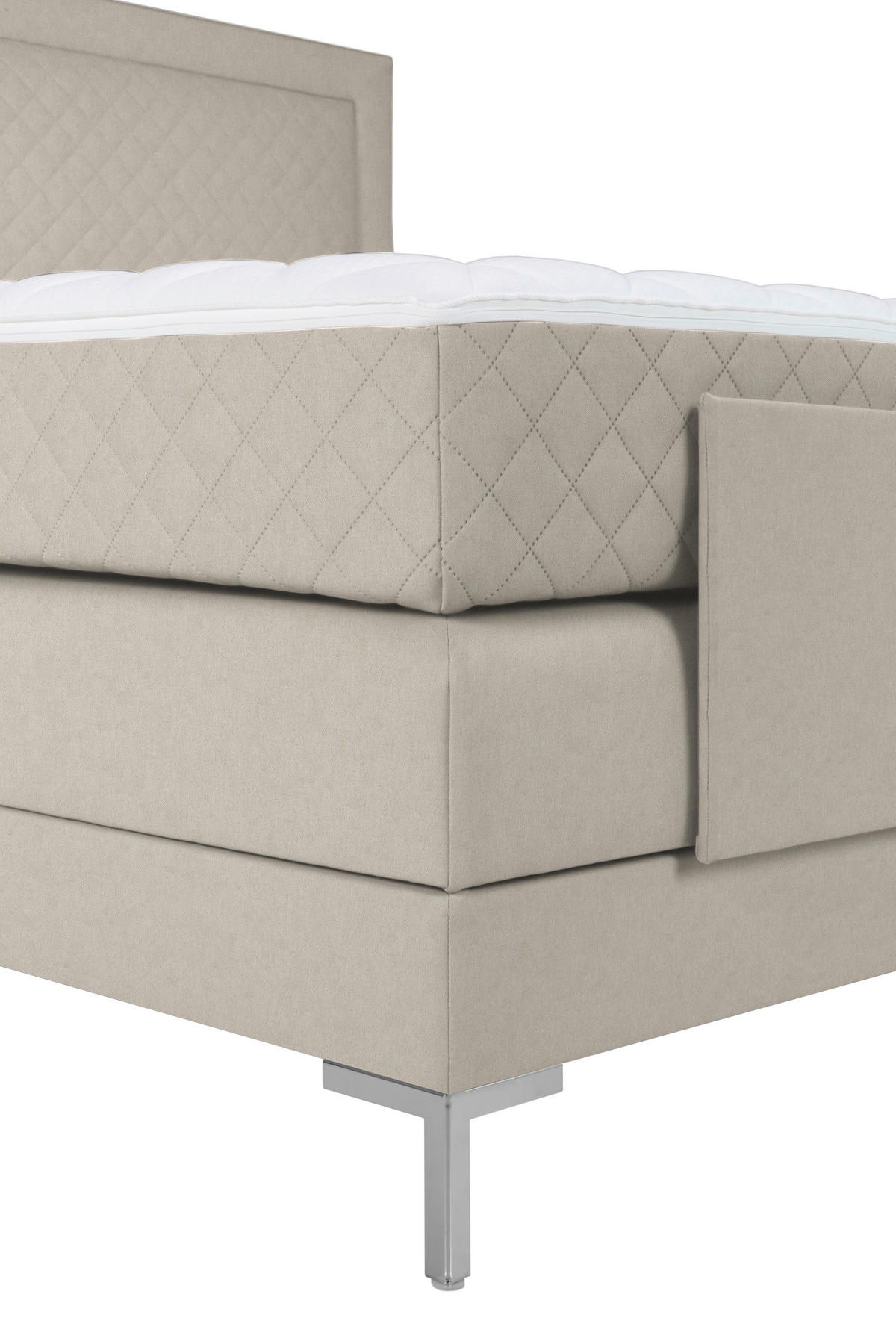 BOXSPRINGBETT 160/200 cm  in Beige  - Beige/Alufarben, Design, Textil/Metall (160/200cm) - Welnova