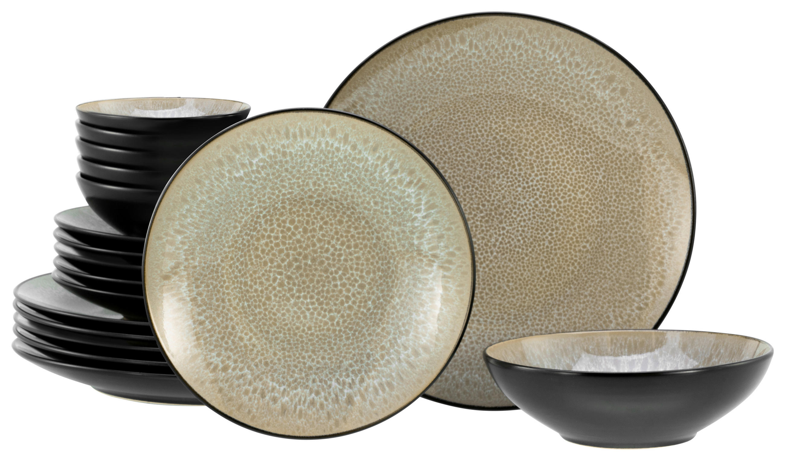 SERVIS Malmö beige 18 delar  - beige/svart, Basics, keramik - Creatable