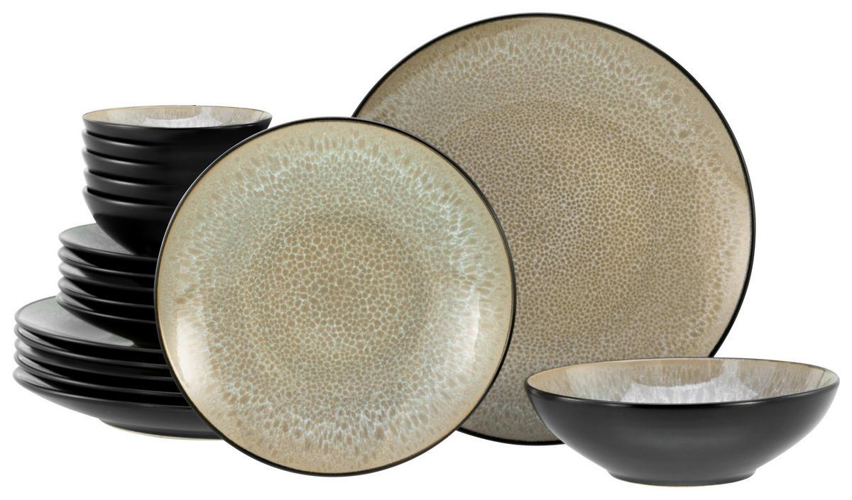 SERVIS Malmö beige 18 delar  - beige/svart, Basics, keramik - Creatable