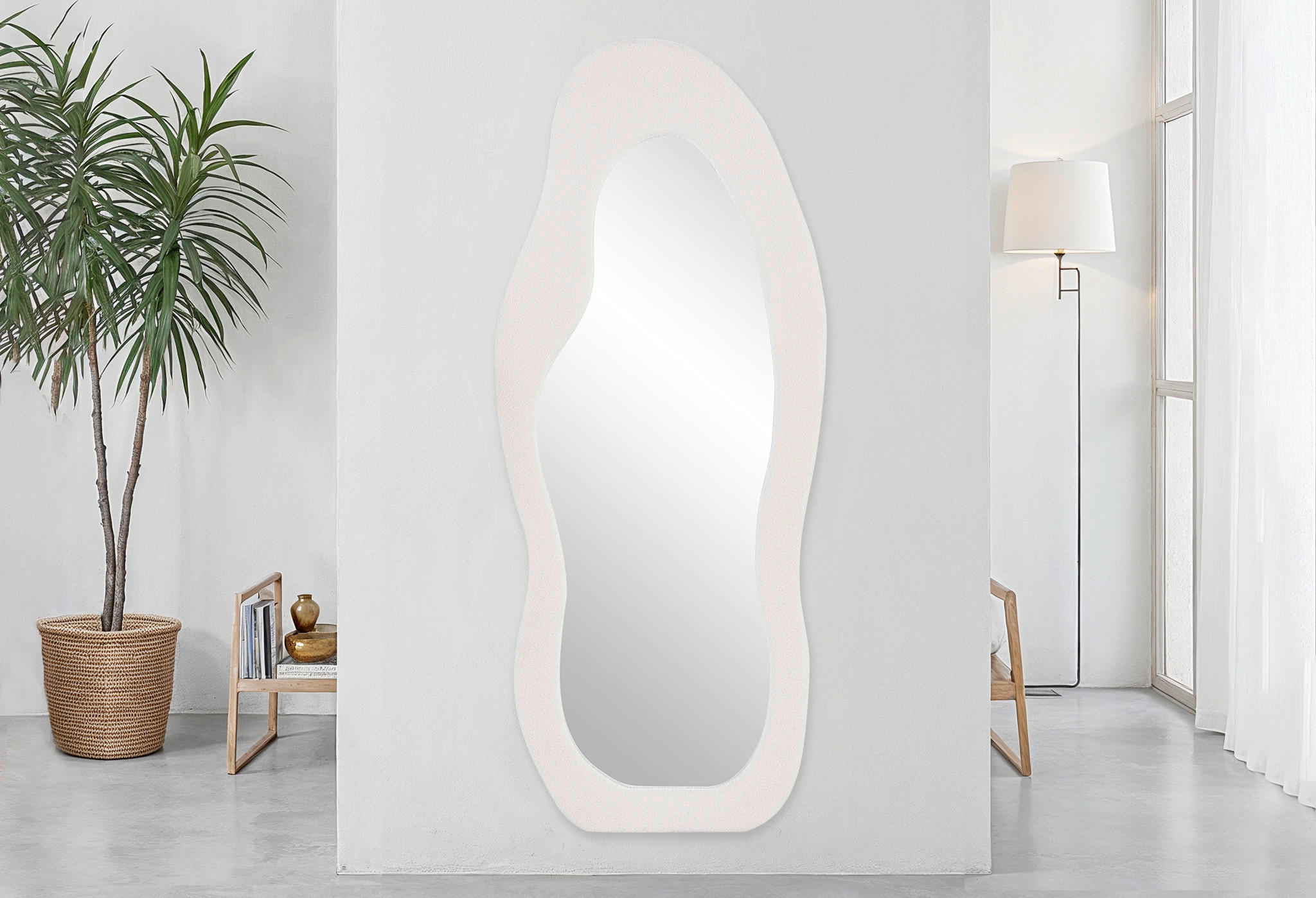 WANDSPIEGEL 72/170/3,5 cm    in Freiform  - Creme, Design, Glas/Holzwerkstoff (72/170/3,5cm) - MID.YOU