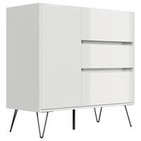 SIDEBOARD Posseik Industrial 99/93,6/42 cm 3 Schublade(n)  - Weiß Hochglanz/Schwarz, Design, Holzwerkstoff/Metall (99/93,6/42cm) - MID.YOU