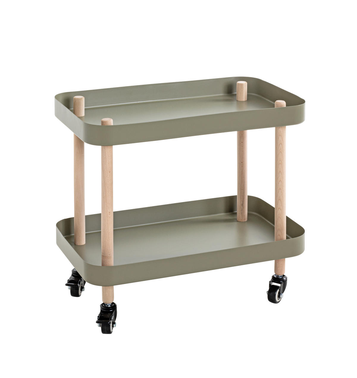 SERVIERWAGEN in Buchefarben, Grün, Naturfarben  - Buchefarben/Naturfarben, MODERN, Holz/Metall (50/30/47cm)