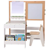 KINDERSCHREIBTISCH MIT STUHL - Buchefarben/Weiß, KONVENTIONELL, Holz/Papier (88/71/100cm)