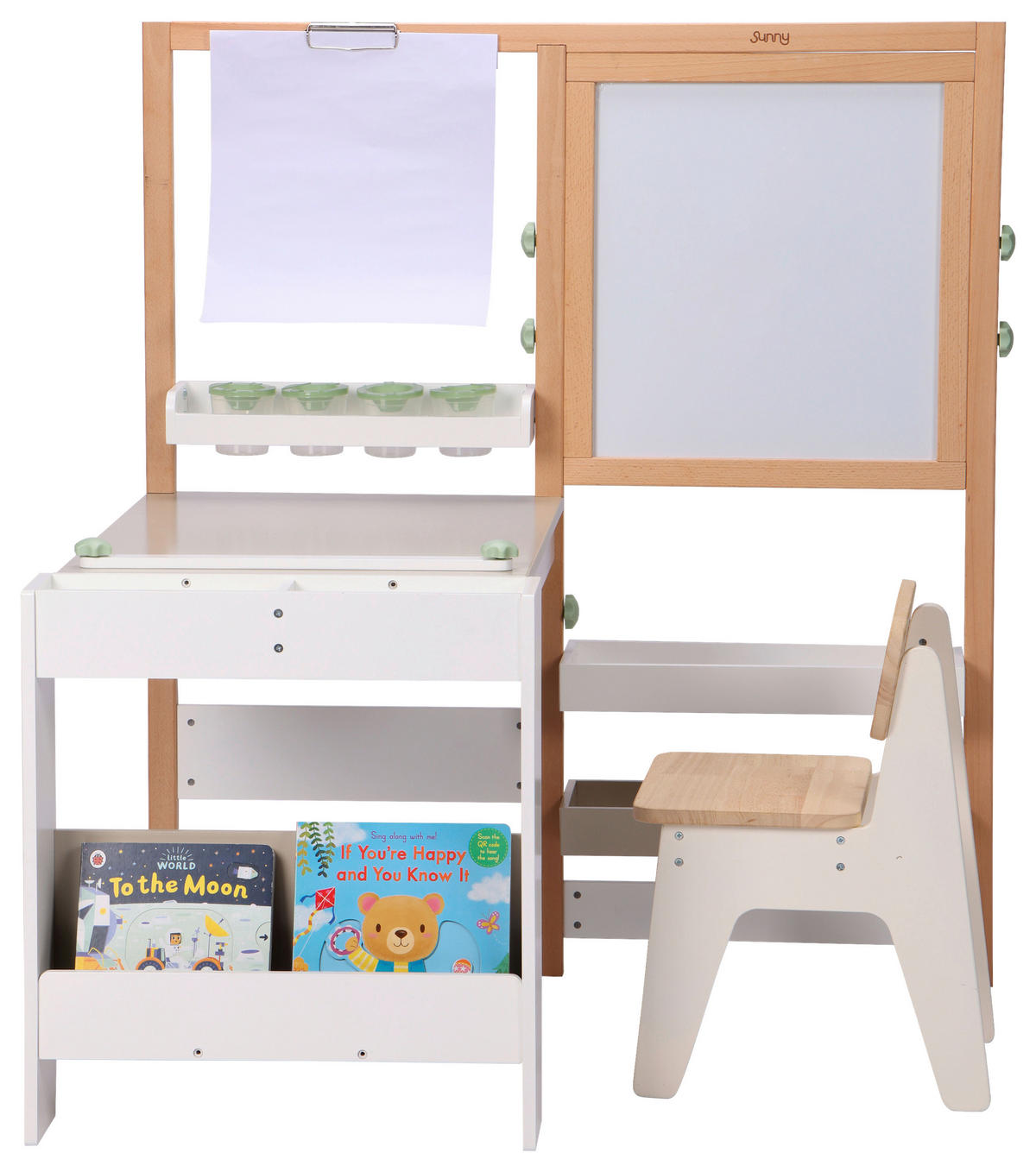 KINDERSCHREIBTISCH MIT STUHL - Buchefarben/Weiß, KONVENTIONELL, Holz/Papier (88/71/100cm)