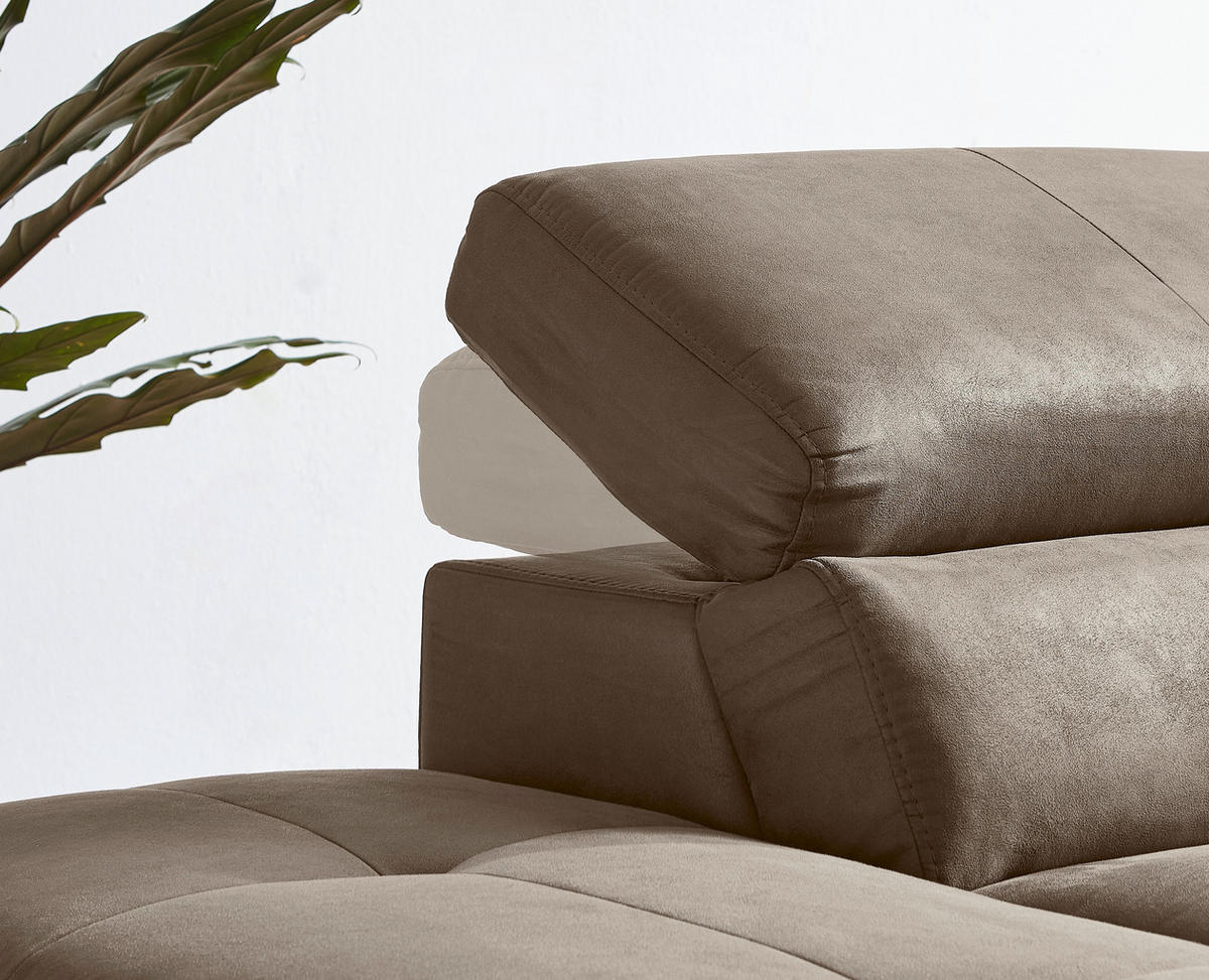 ECKSOFA in Lederlook Braun  - Schwarz/Braun, Natur, Holz/Textil (226/282cm) - Novel