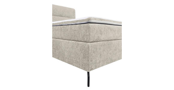 BOXSPRINGBETT 160/200 cm,  in Beige, Topper, H2 + H2 = mittel  - Beige/Schwarz, Design, Textil/Metall (160/200cm) - Esposa