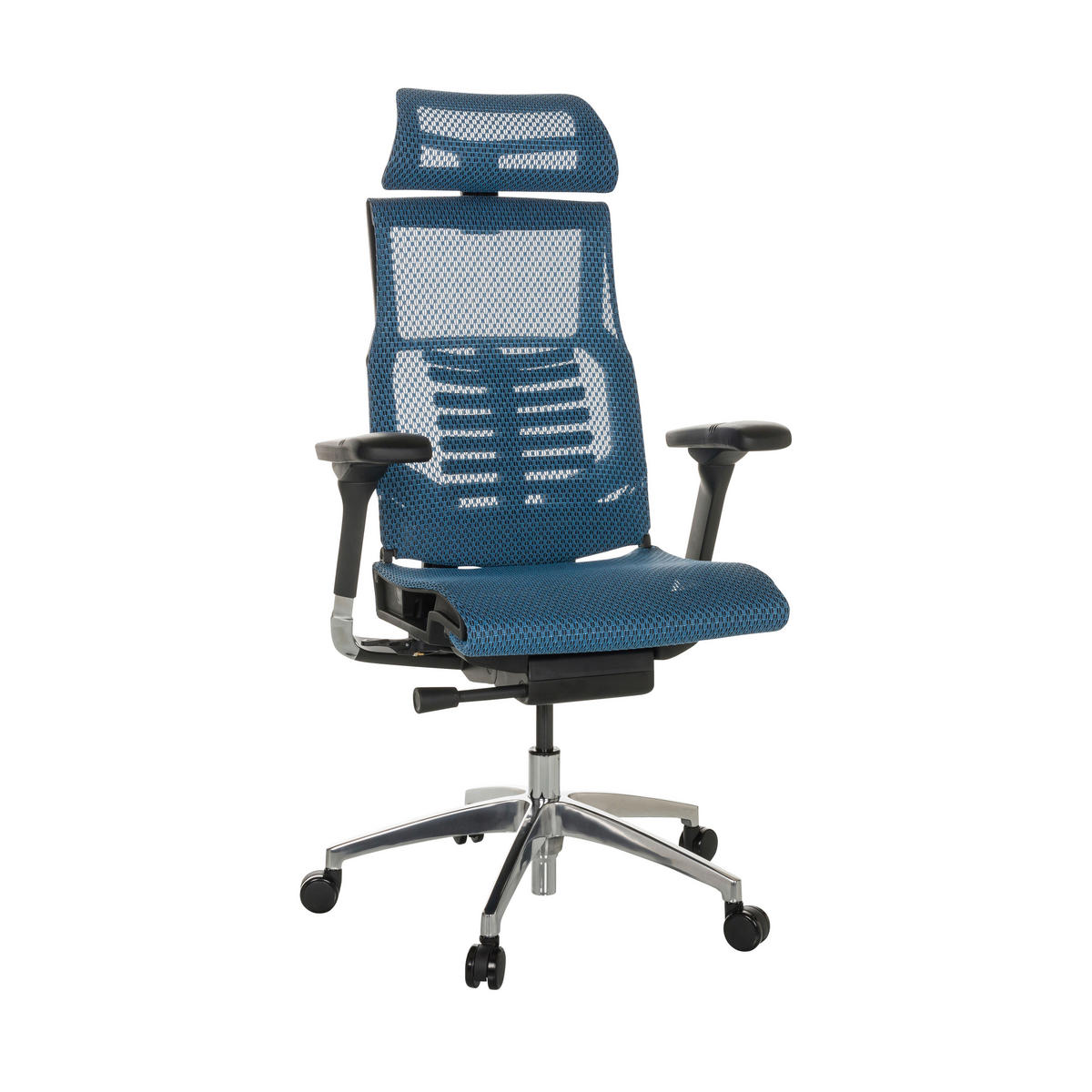 DREHSTUHL Netz Blau  - Blau/Silberfarben, Basics, Kunststoff/Textil (67/119-135/60cm) - MID.YOU