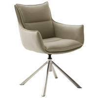 ARMLEHNSTUHL  Stoffauswahl, Typenauswahl, Sitzfläche 360° drehbar, automatische Rückholfunktion, Beinauswahl beschichtet, Mikrofaser  Edelstahlfarben, Cappuccino  - Edelstahlfarben/Cappuccino, Design, Textil/Metall (60/90/65cm) - Novel