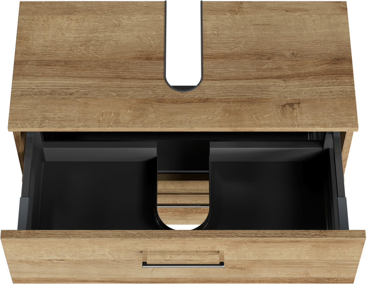 WASCHBECKENUNTERSCHRANK 75/49,8/33,3 cm  - Chromfarben/Eichefarben, KONVENTIONELL, Holzwerkstoff/Metall (75/49,8/33,3cm) - Sadena