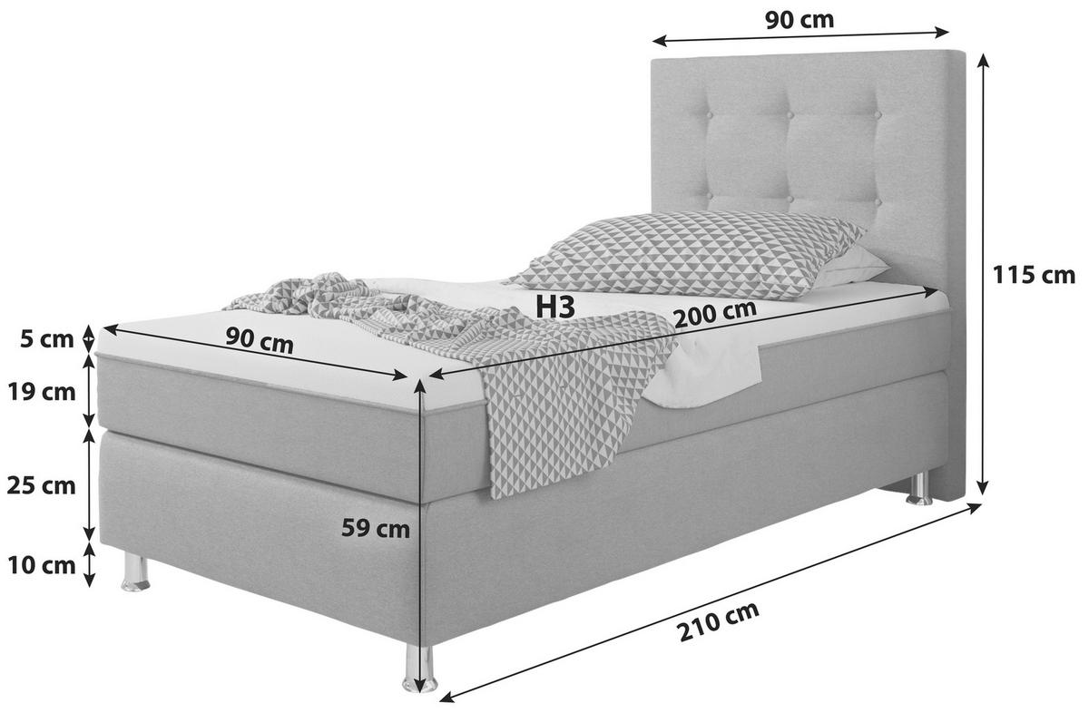 BOXSPRINGBETT 90/200 cm  in Lila  - Lila/Silberfarben, KONVENTIONELL, Textil/Metall (90/200cm) - MID.YOU