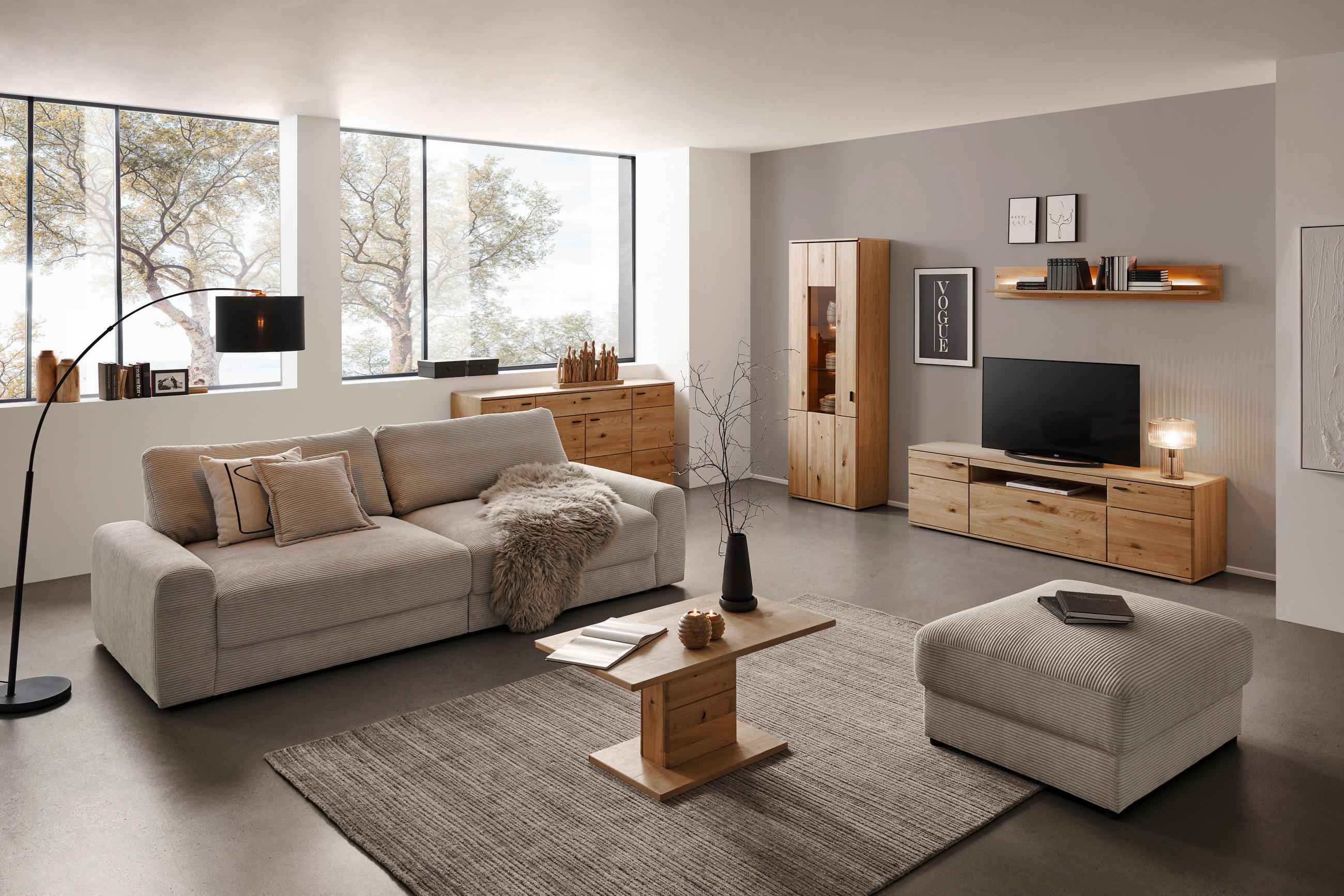 COUCHTISCH in Holz, Holzwerkstoff 95/55/45 cm  - Eichefarben, Natur, Holz/Holzwerkstoff (95/55/45cm) - Hom`in